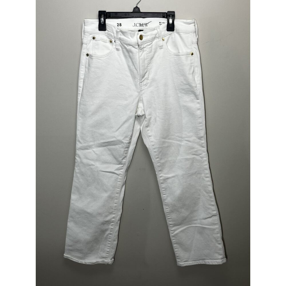 J Crew Mid Rise Kick Out Jeans Womens 28 White Denim Jeans 26" Inseam